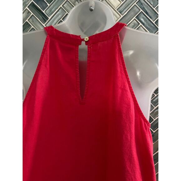 WOMENS ANTIBES BLANC 100% LINEN DARK PINK HALTER HI LO SUNDRESS SIZE SMALL - Picture 7 of 10